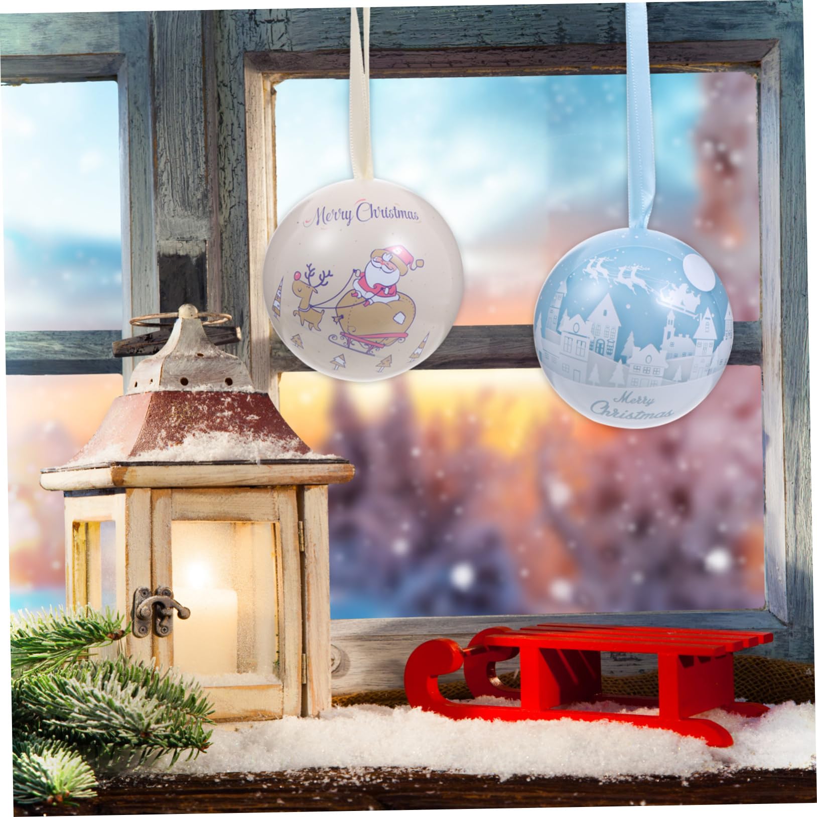 Operitacx Stk Weihnachtskugel-anhänger Runder Geschenkdosenbehälter Befüllbare Weihnachtskugeln Weihnachtskeksdosen Füllbare Weihnachtsornamente Weihnachtsbonbonkugel Weißblechmaterial