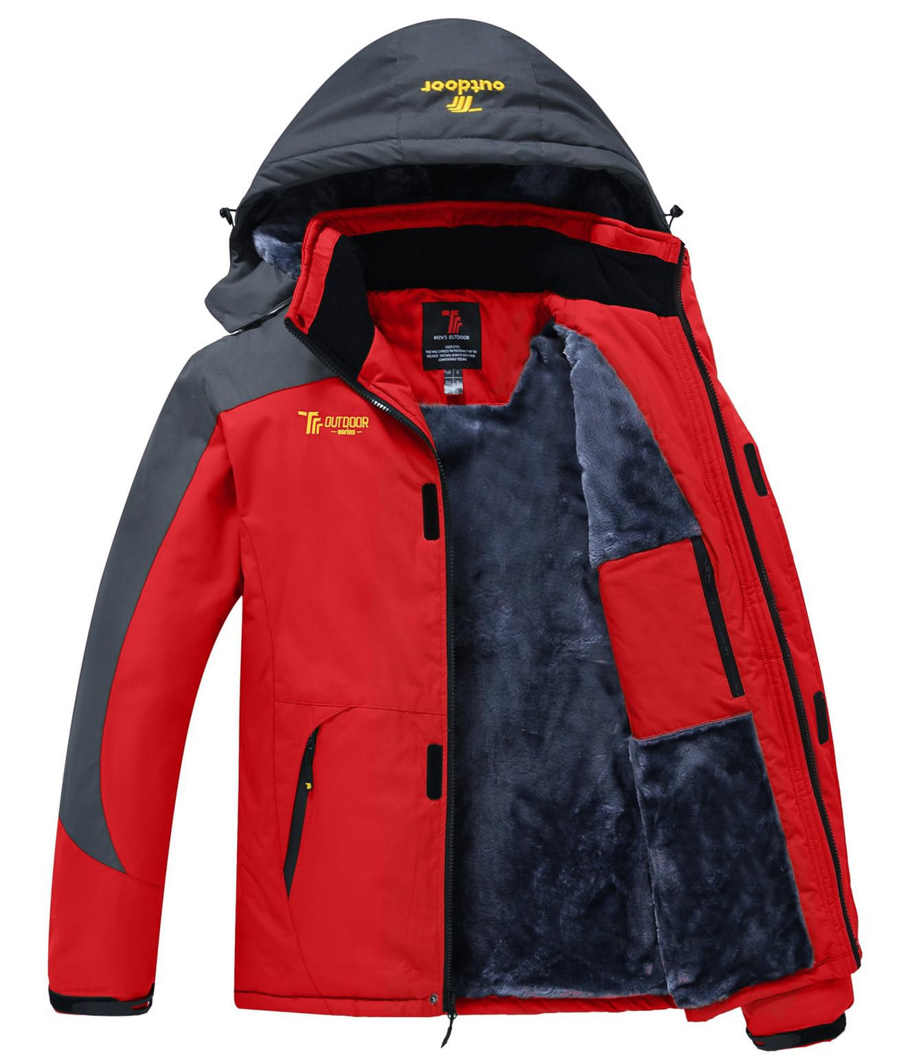Rdruko Skijacke Herren Warme Winterjacke Gefüttert Verdickt Softshelljacke Wasserdicht Snowboardjacke Atmungsaktiv Funktionsjacke mit Abtrennbarer Kapuze