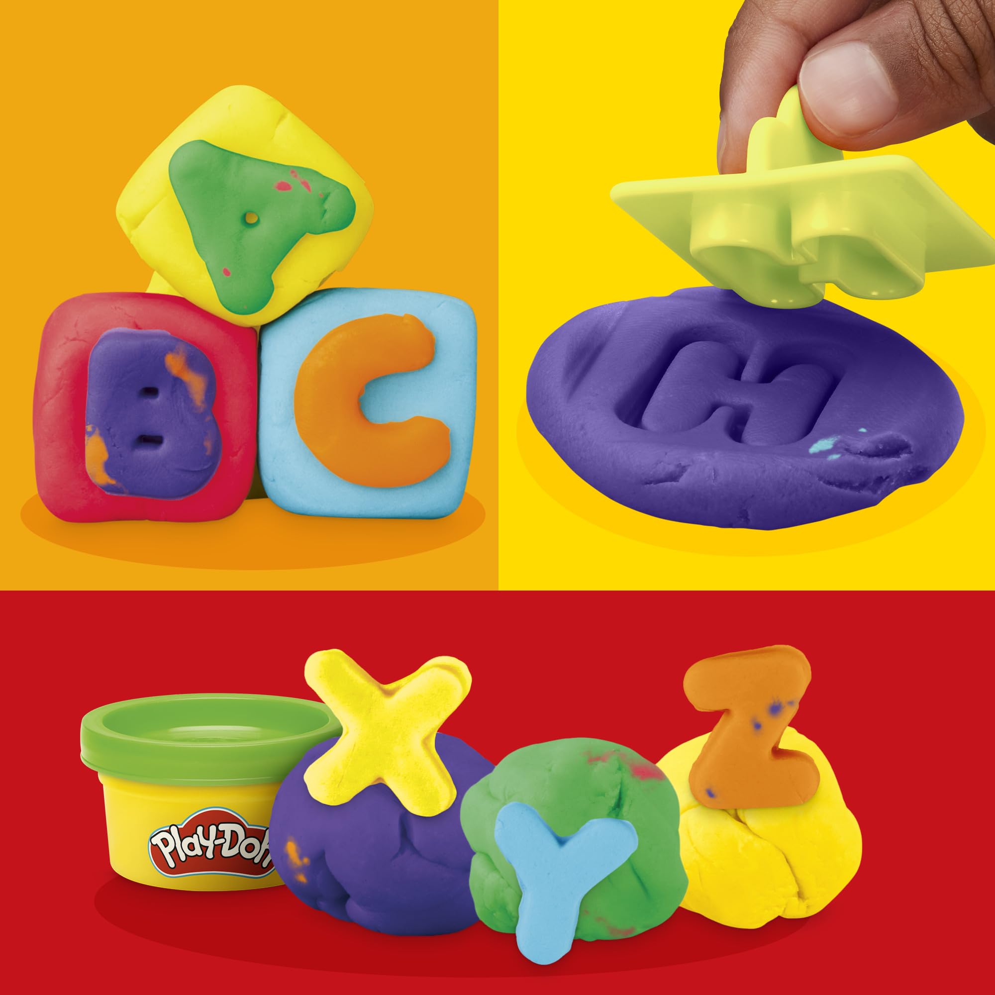 Play-Doh Fundamentals Letter Stamper Set con 6 colores no tóxicos