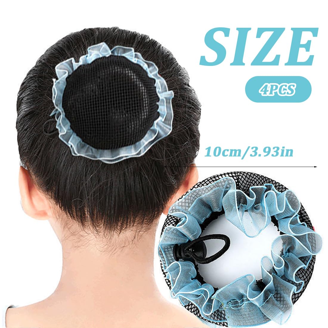 Rete per Chignon Danza Bambina Set di 4 Retine Elastiche per Capelli Accessori Tinta unita per Ballerine Ginnastica Saggio Festa di Compleanno Retine per capelli chignon Bambina