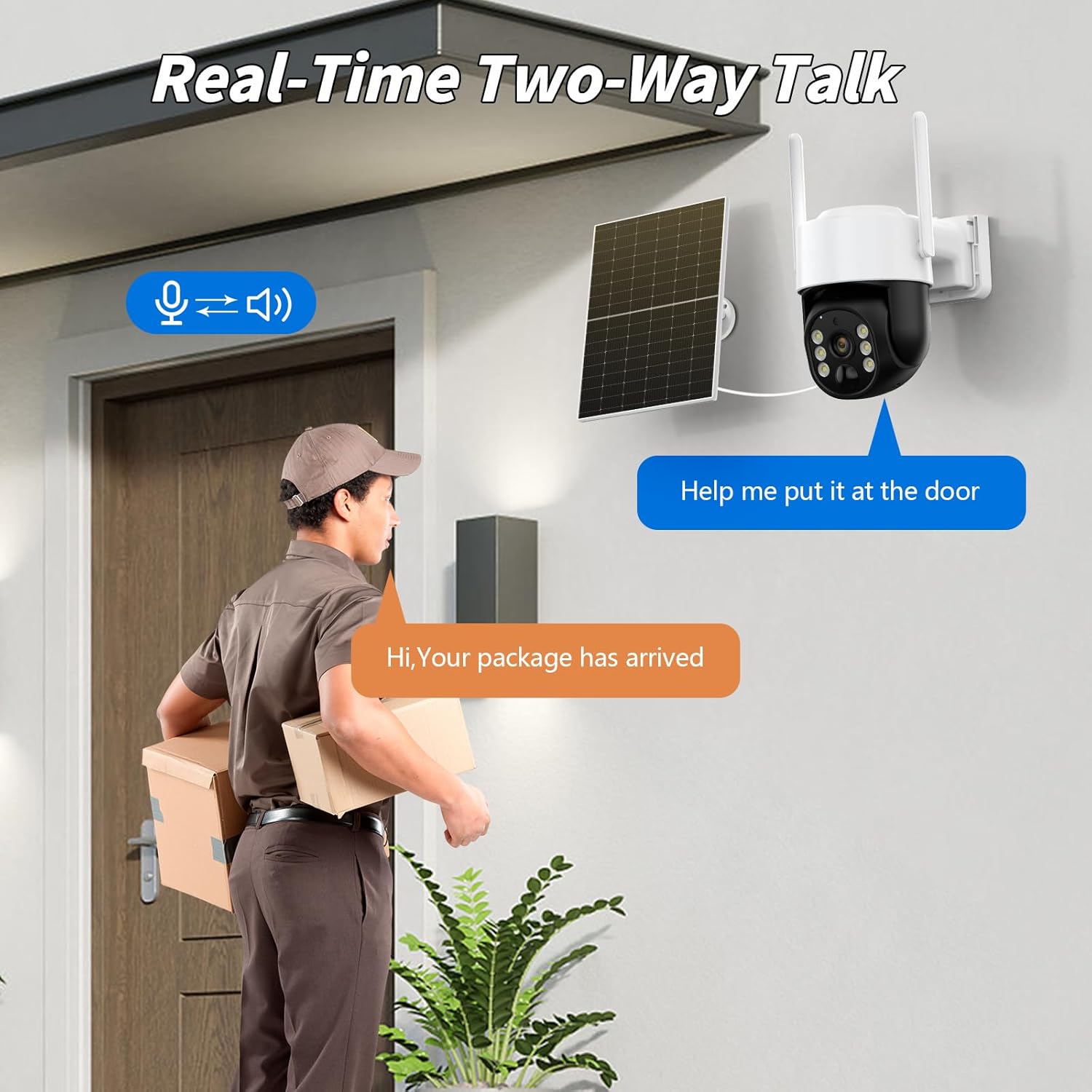 Solar Security Camera Wireless Outdoor, 2K HD Solar Powered Surveillance Camera with PIR Motion Dection, Color Night Vision, 360° View, 2-Way Talk, Spotlight Siren Alarm, IP65 (Black - Wifi (1pcs))