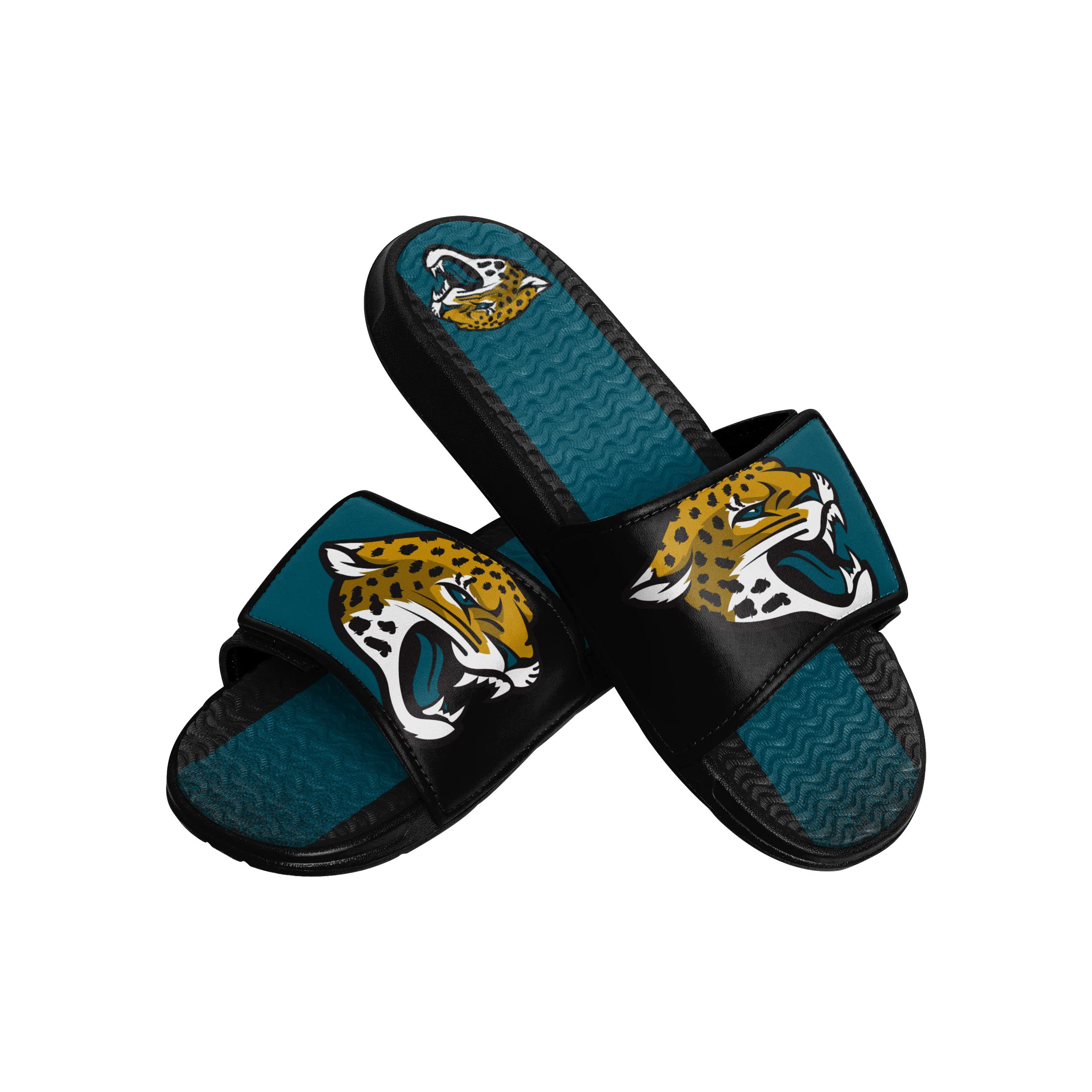 FOCO mens NFL Team Stripe Logo Athletic Sport Shower Flip Flop Sandals Gel Slides