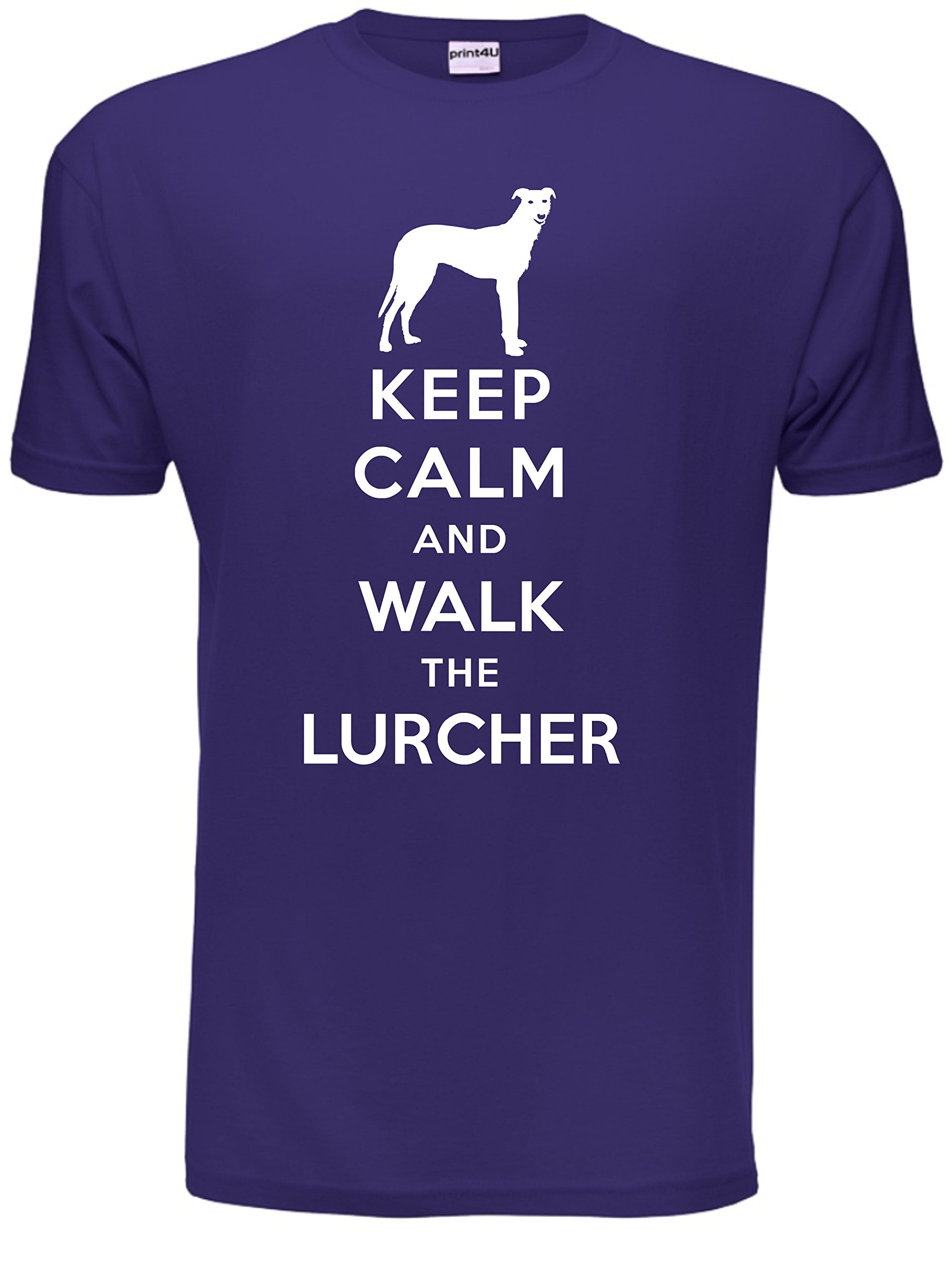 Print4u Men's Purple Keep Calm Walk The Lurcher Kc Dog Lovers Gift T Shirt X-Large