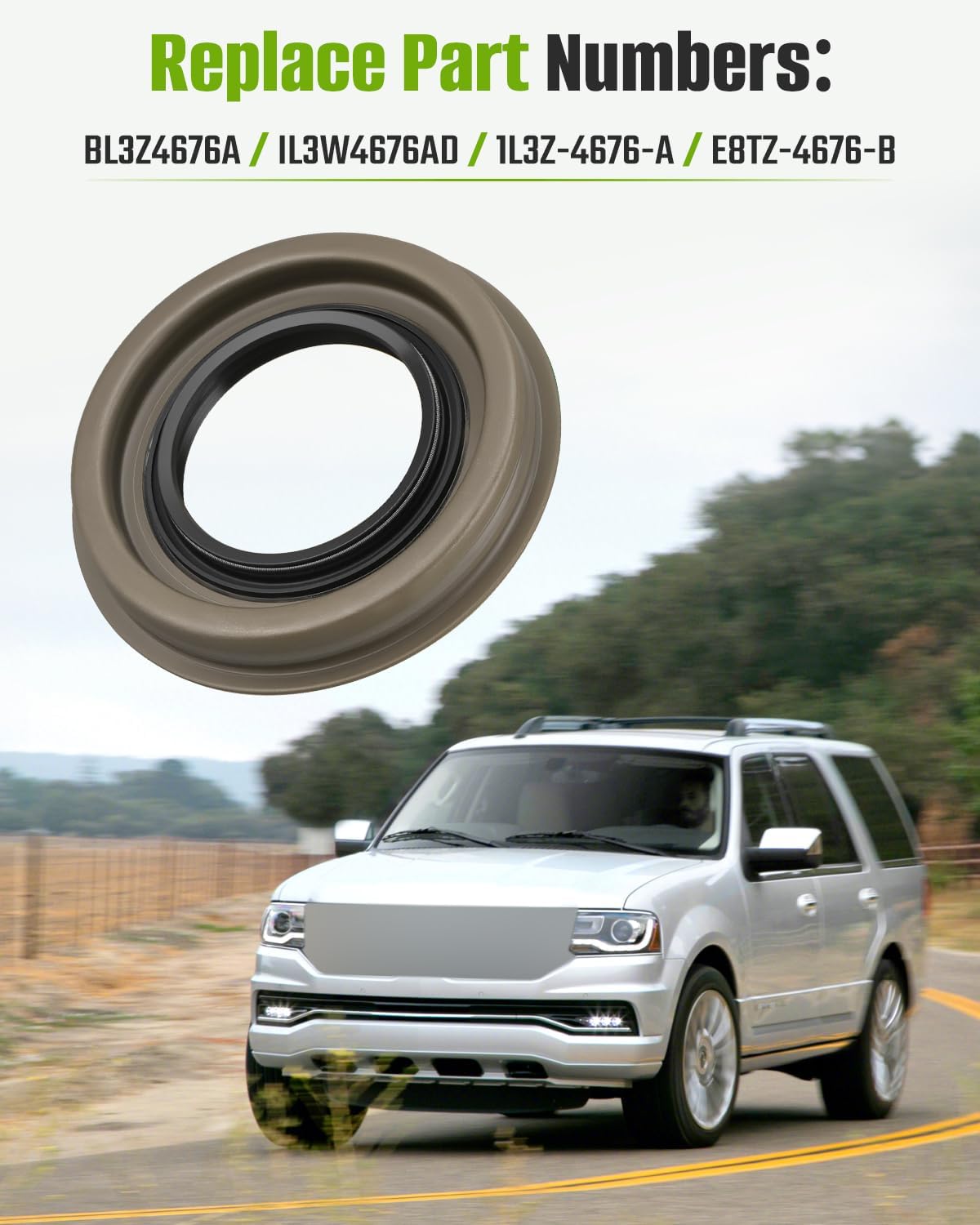 Differential Pinion Seal Rear BL3Z4676A Fit for Ford F-150 F-250 F-350 F-450 F-550 Mustang Transit Etc, Fit for Lincoln Blackwood Mark LT Navigator, Replacement IL3W4676AD 1L3Z-4676-A E8TZ-4676-B