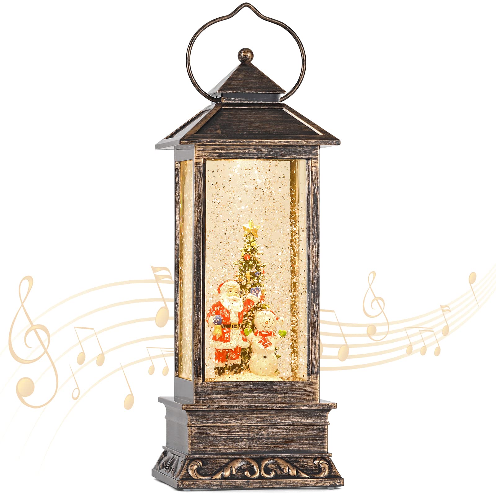 Snow Globe, Christmas Snow Globes with Swirling Glitter, USB Powered or Battery Operated Christmas Lantern for Christmas Thanksgiving Party Home Decorations (Christmas Tree, Santa Claus and Snowman)