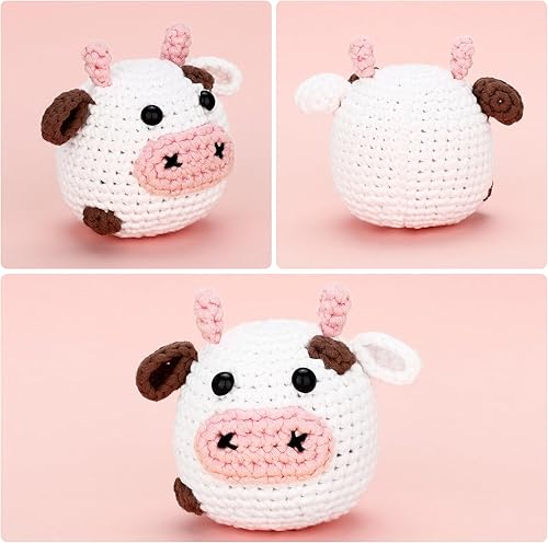 Miniatura 176 de Kit de ganchillo para principiantes: kit de ganchillo de vaca Highland, incluye hilo suave fácil de tejer, tutorial en video paso a paso, gancho