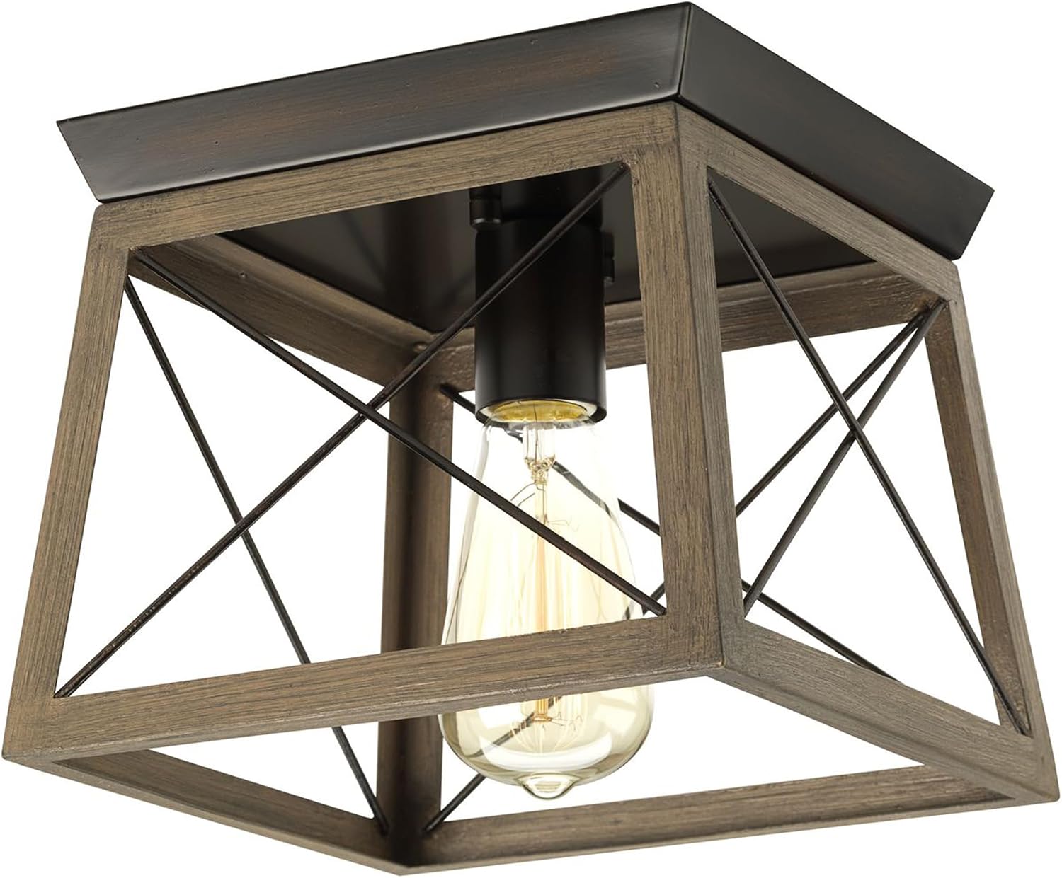 Progress Lighting P350022-020 Briarwood Collection Farmhouse Flush Mount Ceiling Light, 1-Light, Antique Bronze