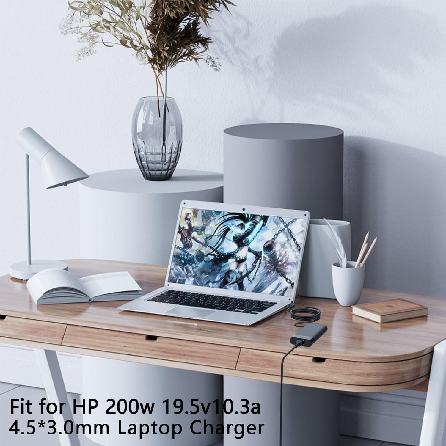 200W Laptop Charger HP Victus Charger, 4.5*3.0mm Blue AC Power Adapter for HP Victus Gaming 15, 16 Omen Gaming 15, 17 Pavilion 15, 17 TPN-DA10 L00818-850,10FT,With U Power Cable