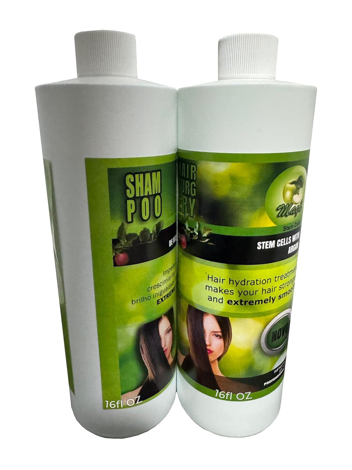 Cirugia Capilar De Celulas Madres De Manzana Con Argan (32 oz + Shampoo) Alisado Perfecto Y natural. (16oz)