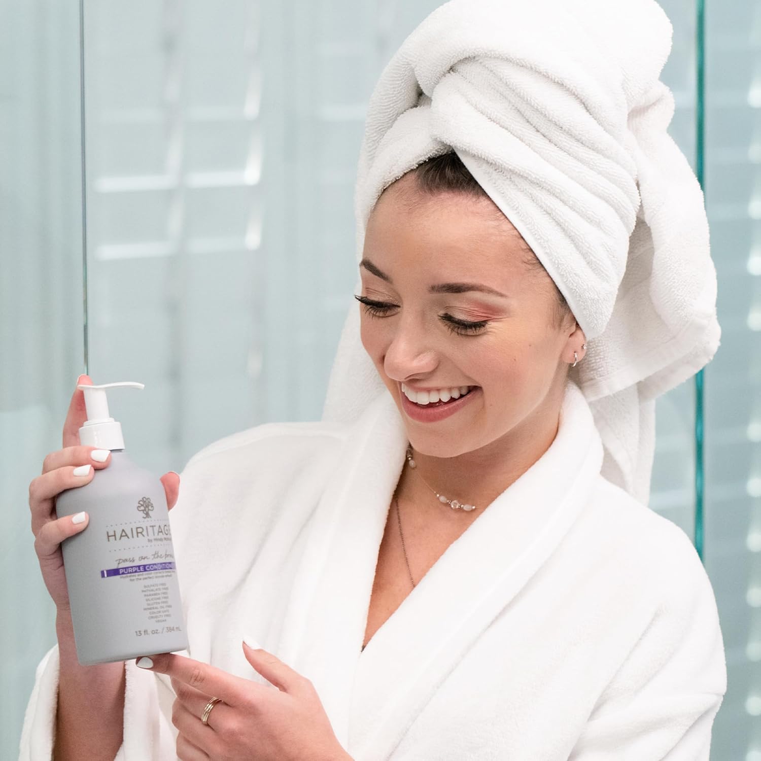 Hairitage Pass on the Brass Purple Shampoo and Conditioner for Color-Treated Hair - Corrects Brassy Tones, Moisturizes Blonde and Gray Hair Ends - 13 oz - Image 2