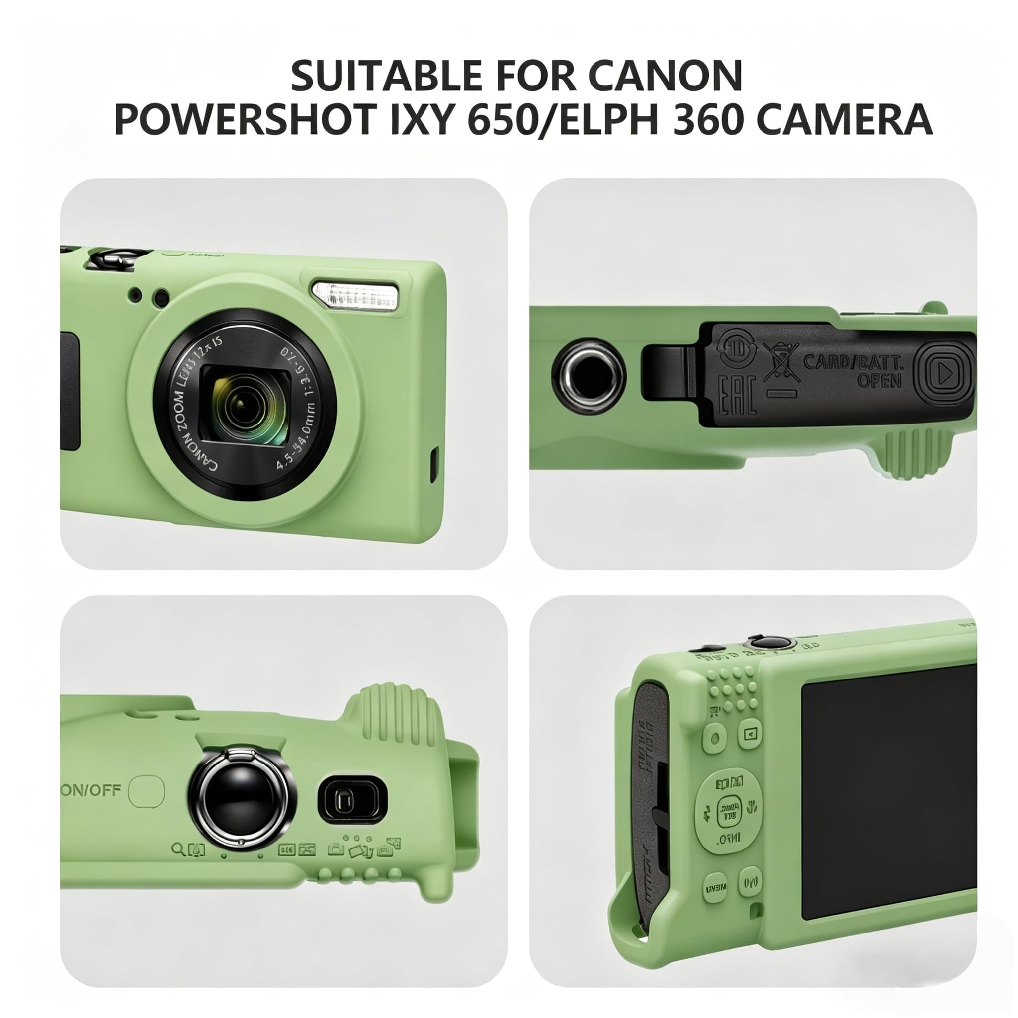Custodia in silicone per fotocamere Canon PowerShot IXY 650/ELPH 360, custodia protettiva in morbido silicone, sottile, antigraffio, portatile, custodia protettiva per corpo macchina