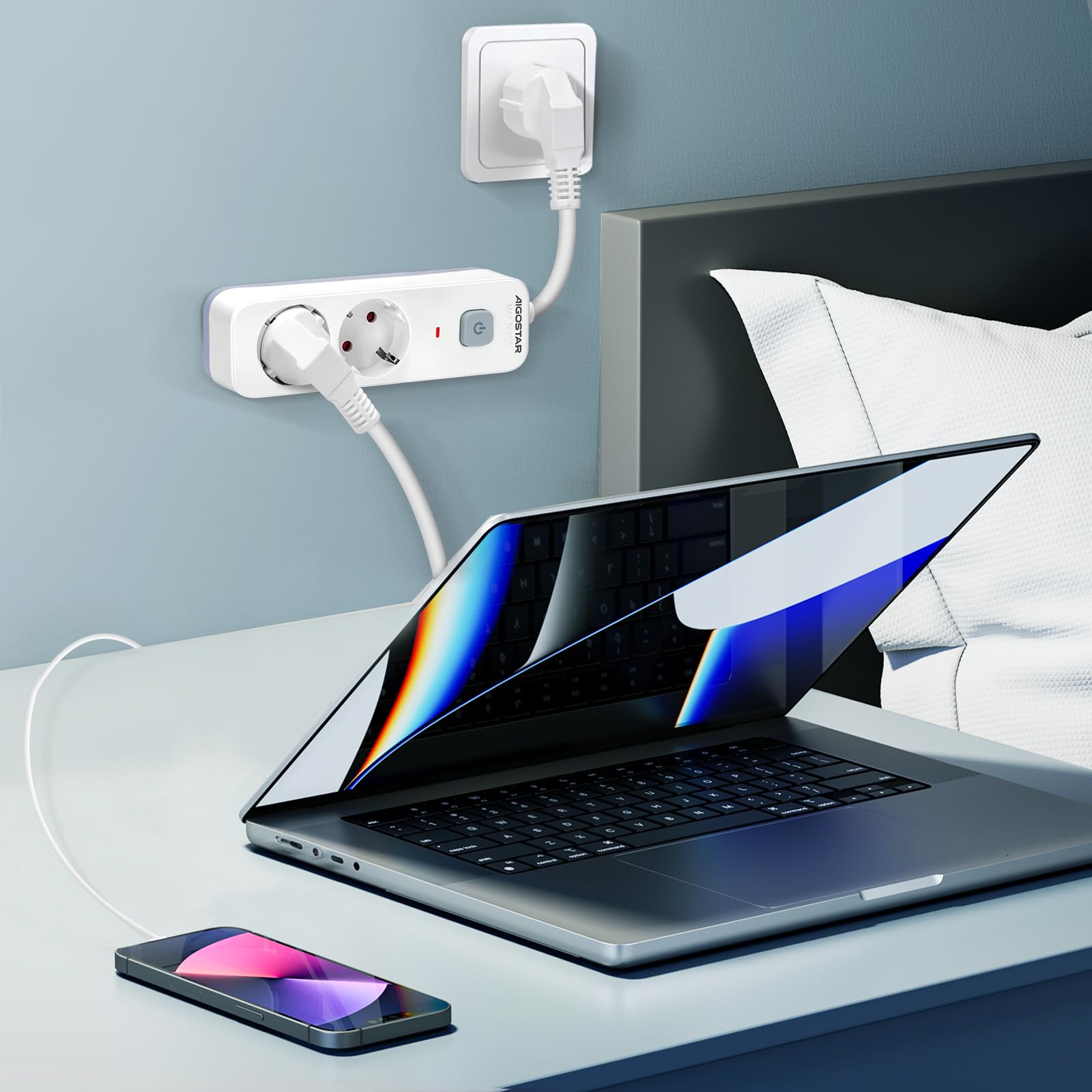 Multiprise Avec USB, 3 Prises Et 2 Connecteurs 2,1 A, Câble D'extension