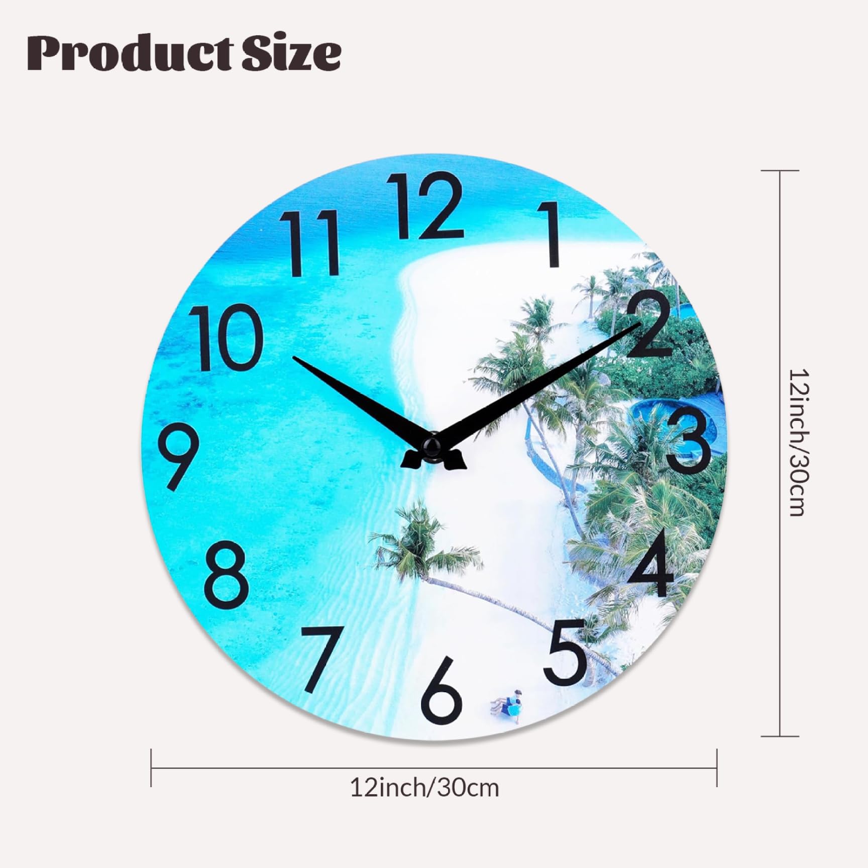 Horloge d'extérieur 12'' en acrylique étanche, horloge murale d'extérieur, thème côtier de plage, horloge de piscine extérieure pour usage intérieur et extérieur, horloge murale extérieure Horloges d