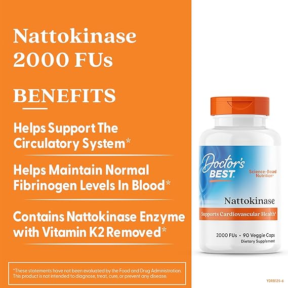 Doctor's Best Nattokinase 2000 FU Supplement for Men & Women - Supports Blood Flow, Heart Health, Healthy Circulation, Nattokinase Enzyme Sourced from Japanese Natto, Capsule Form - 90 Veg Caps