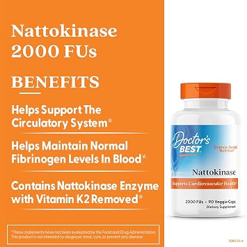 Doctor's Best Nattokinase 2000 FU Supplement for Men & Women - Supports Blood Flow, Heart Health, Healthy Circulation, Nattokinase Enzyme Sourced from Japanese Natto, Capsule Form - 90 Veg Caps