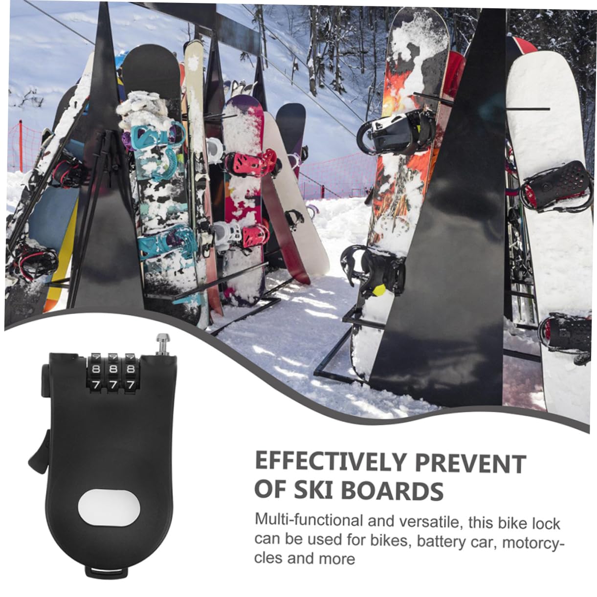 BESPORTBLE 6pièces Verrou De Sécurité Rétractable Pour Snowboard Et Vélo Serrure Anti- Avec Câble Pour Équipements Extérieur