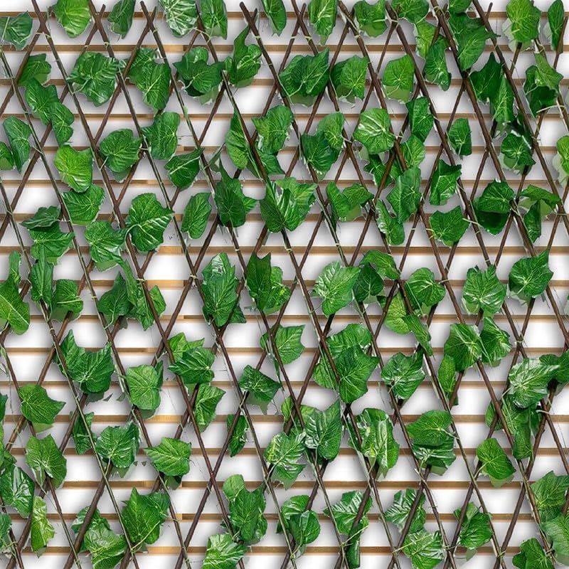 Image of Artificial Grass Trellis with Ivy Leaves (2 Pieces) I Expandable Garden Grass Fence I UV Protected I Outdoor Indoor (Green, 1 Piece is 4 Feet x 1 Feet, expands to 9 FEET x 1.6 Feet)