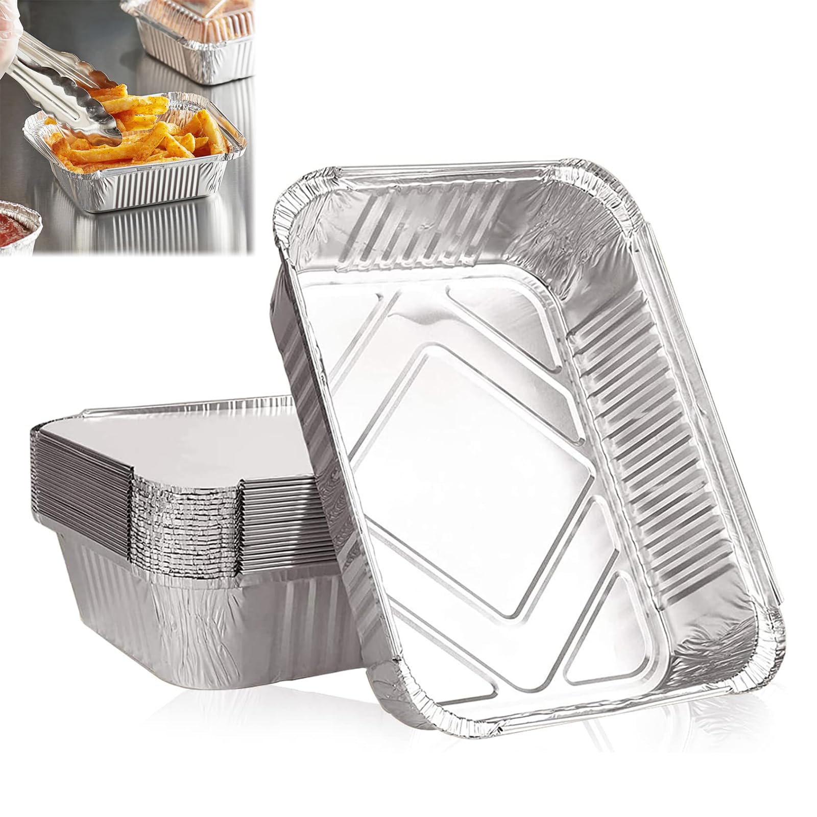 8 Doublures Aluminium Pour Seau à Graisse De BBQ - Résistantes Haute Température - 11x11x10cm - Jetables