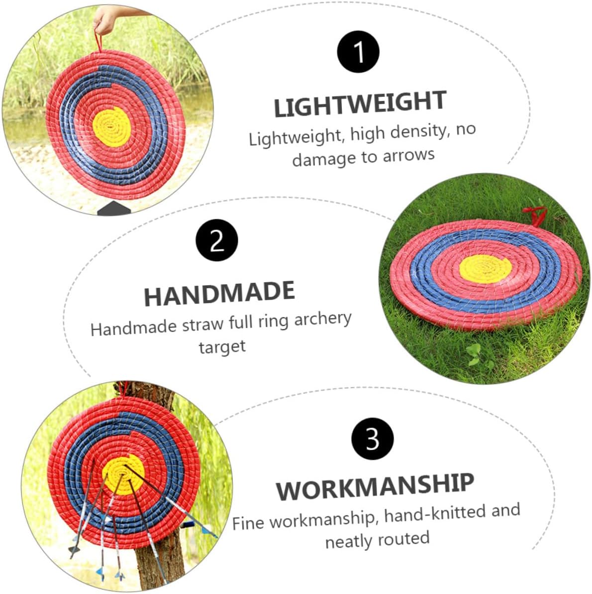 Handmade Straw Target Full Ring Lightweight High-Density Outdoor Practice Arrow Target for Traditional Recurve Beginners