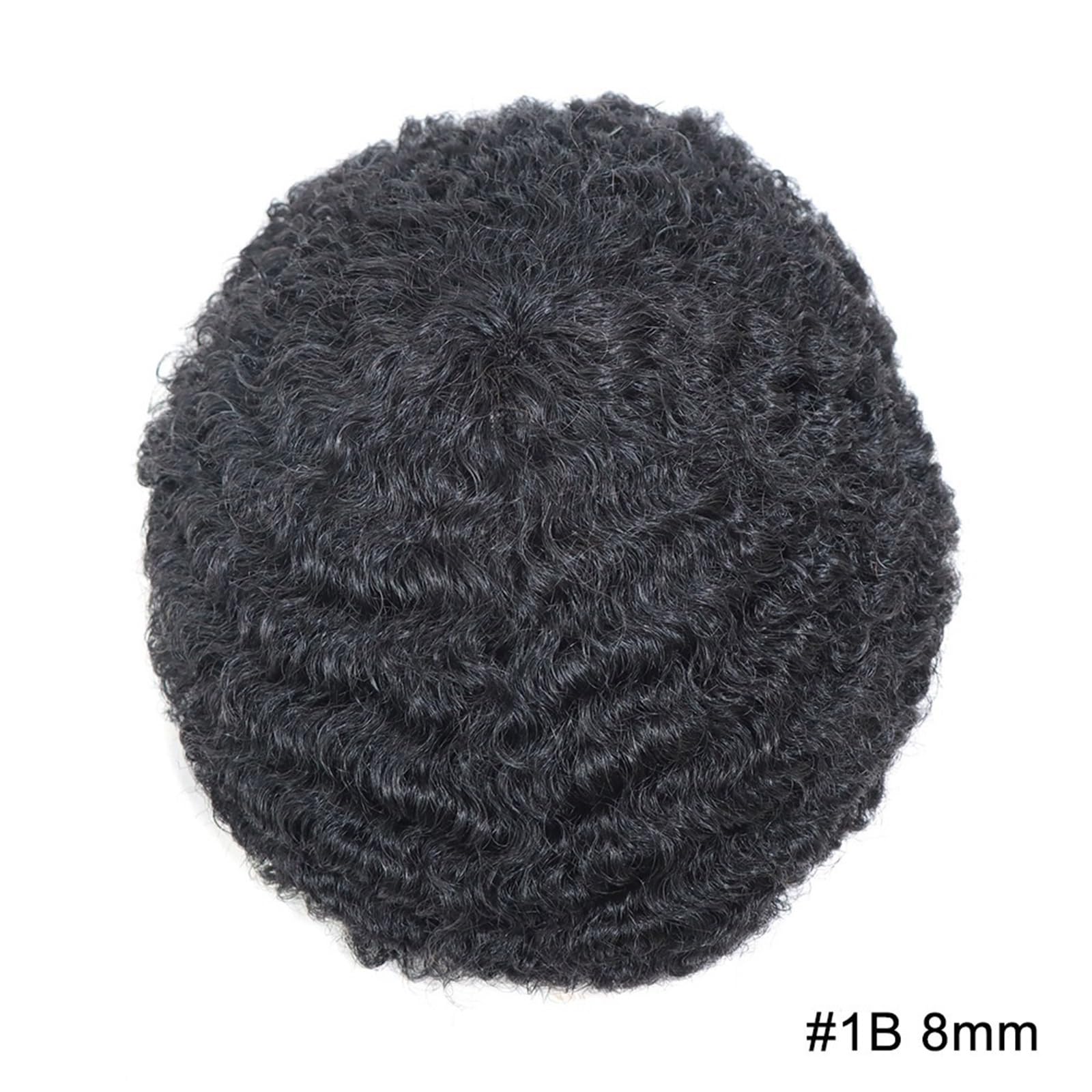 Włosy Męskie Kawałki Peruka męska z ludzkich włosów, afro kręcone, proteza, peruka, oddychająca, pełna koronkowa podstawa Codzienne użytkowanie(8mm)