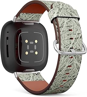 CJBROES Replacement Leather Watch Band, Compatible with Fitbit Versa 3 and Fitbit Sense of Wristband Bracelet Accessory - Linear Striped