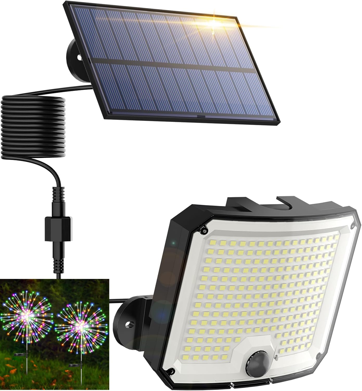 2 Luci Solari Esterno 202 LED Con Sensore Movimento - IP65, 5m Cavo, 3 Modalità - Foto 9