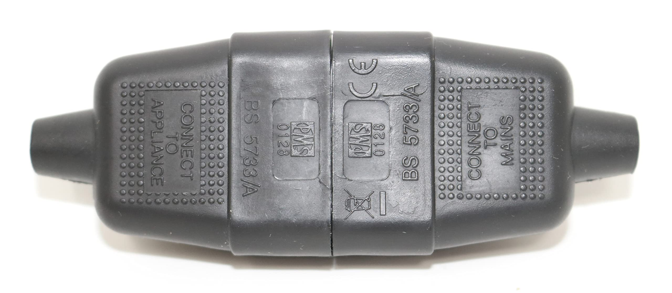 fiXte Connecteur 2 broches 10 A en ligne résistant aux chocs pour appareil électrique Noir