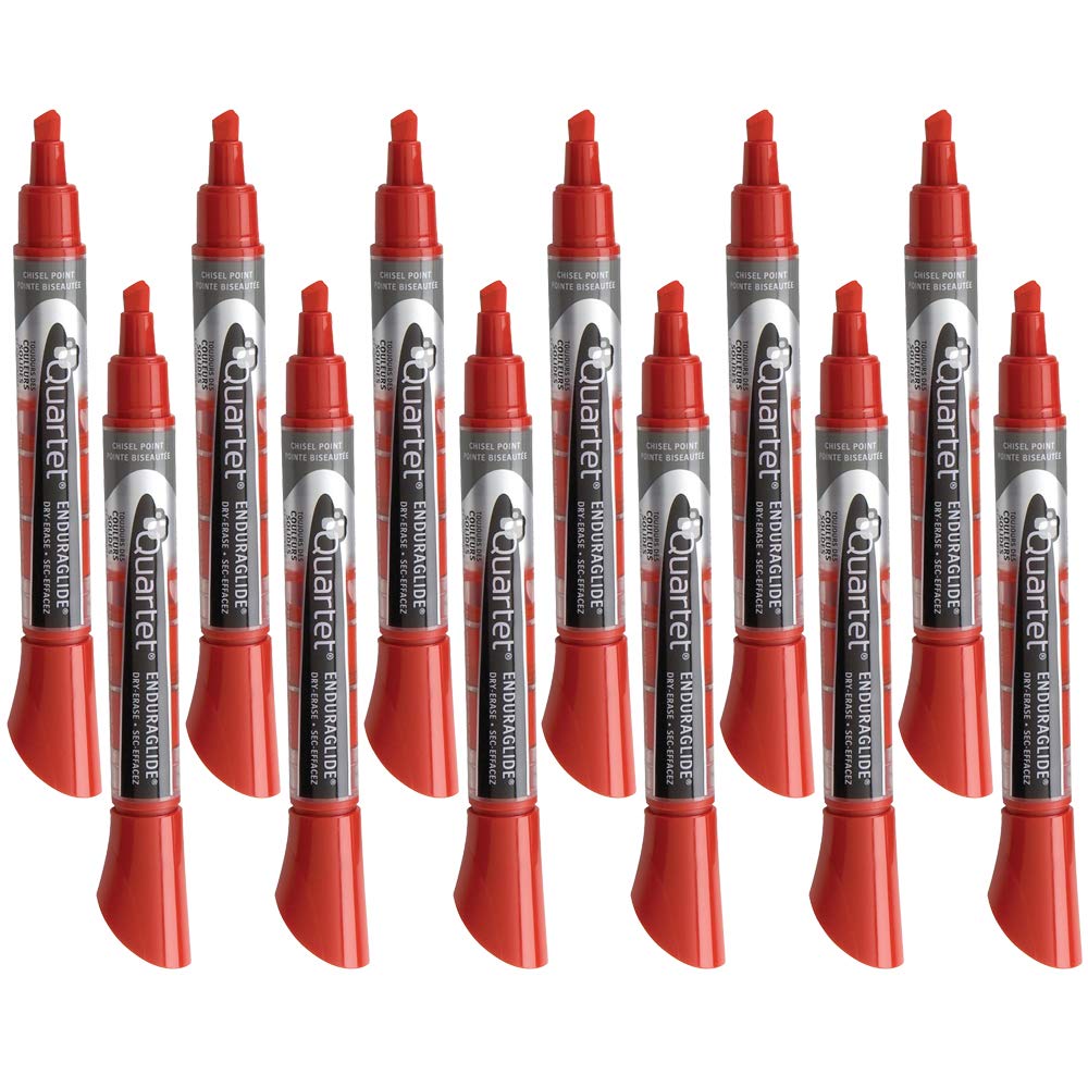 QuartetDry Erase Markers, Whiteboard Markers, Chisel Tip, EnduraGlide, White Board Dry Erase Pens for Teachers, Home School & Office Supplies, Red, 12 Pack (5001-4M)