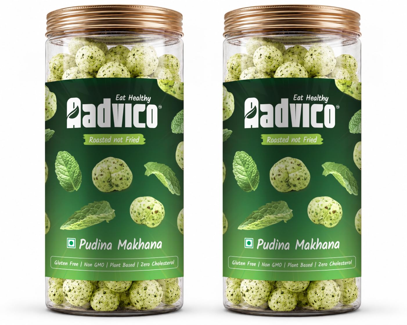 Aadvico Pudina Roasted Makhana, Fox Nuts Healthy Snack, Gluten Free, Plant Based, Roasted Not Fried, Combo Pack of 2, 70g x 2-image-26