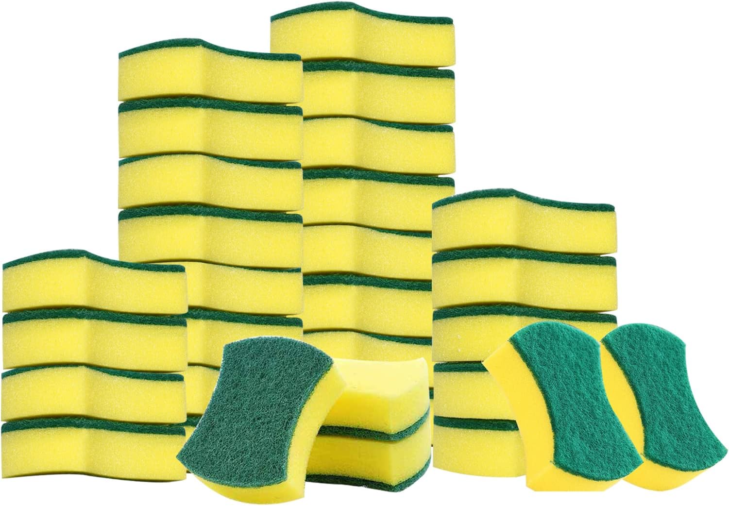 Kitchen Cleaning Sponge,Double FaceSponges Scourer,Eco Non-Scratch Scrub Spongeï¼Å’Super Absorbent Multi-Use Cleaning Sponge,Widely Used in Kitchen, Bathroom, Garage, Outdoor(Pack of 30)