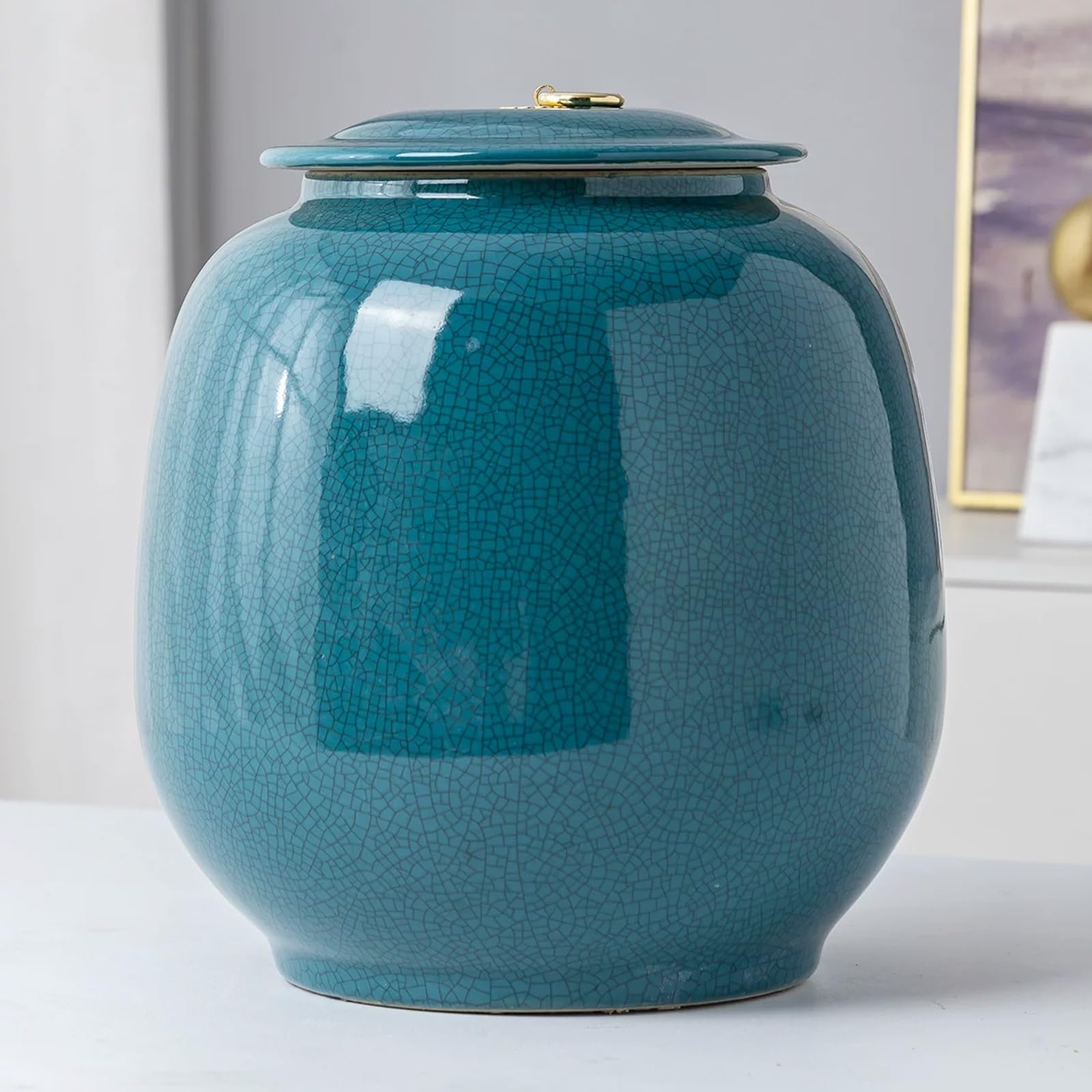 Contenitore ermetico in ceramica per riso, con coperchio, Dispenser per cereali e riso, Barattolo per alimenti di grande capacità, Contenitore per la cucina, Ideale per farina, zucchero.(10KG)