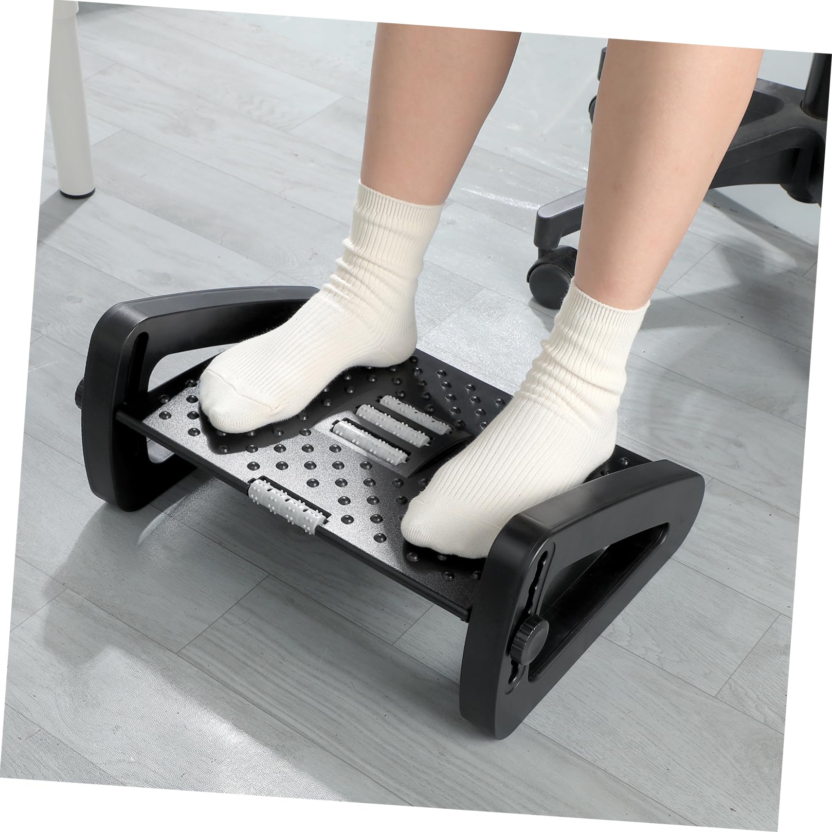 Reposapiés Ergonómico Negro Ajustable para Oficina y Hogar