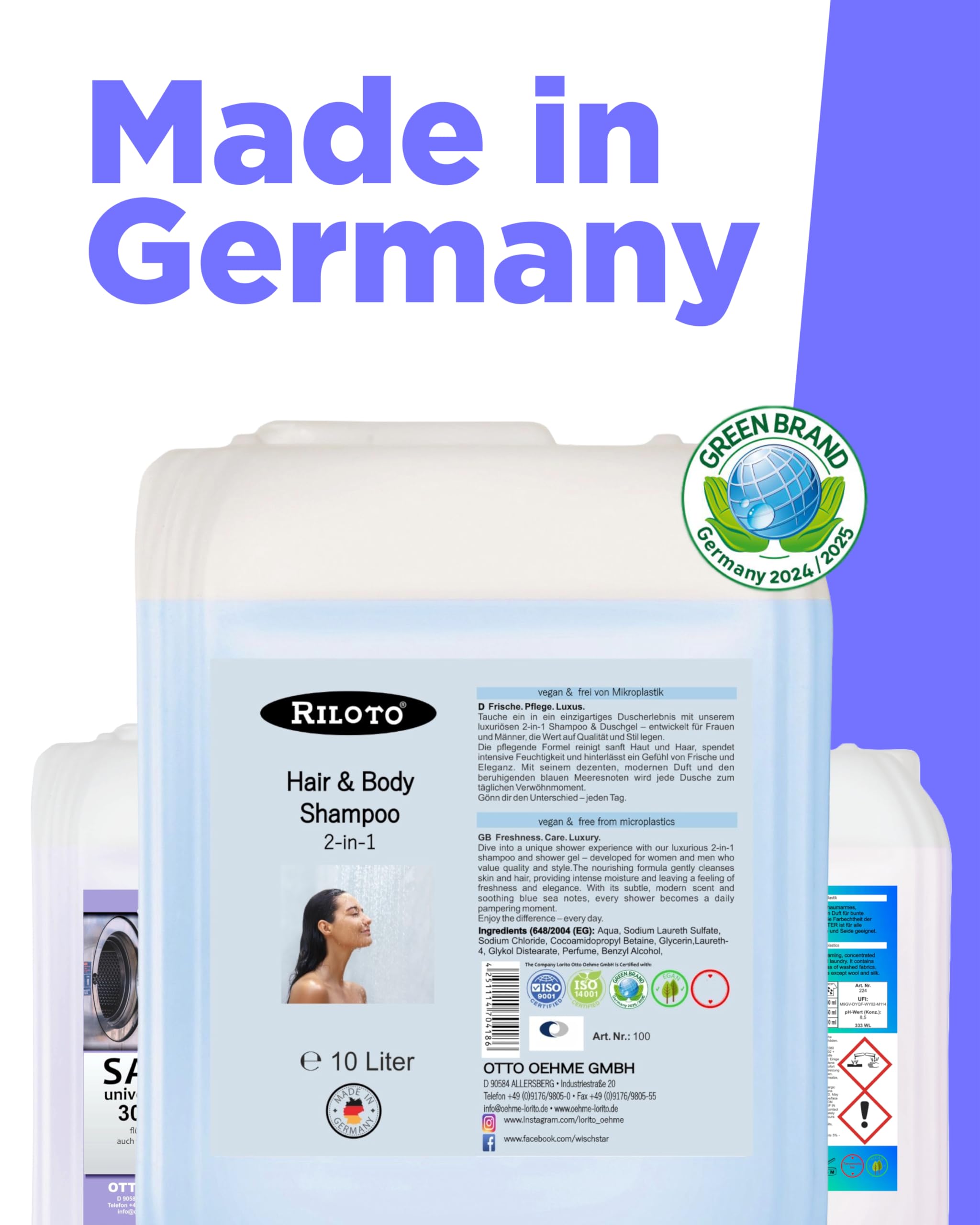 Hair Body Shampoo Herren & Damen 10L | 2-in-1 Duschgel für intensive Körperpflege & Haarpflege, sanft zu Haut & Haar, feuchtigkeitsspendend, herrlich duftend