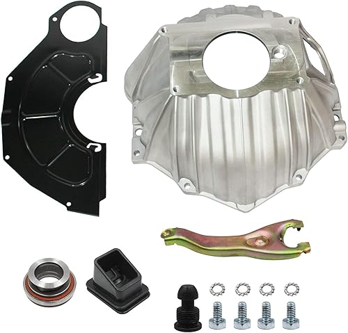 Miniatura 2 de LOSTAR Kit de carcasa de campana Chevy + cubierta de inspección de horquilla de embrague de 11 pulgadas, cojinete de lanzamiento, pernos de varilla