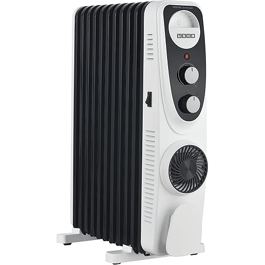 USHA 4213 FU PTC U Shaped 13 Fin Oil Filled Radiator Room Heater (Black),2400 Watts