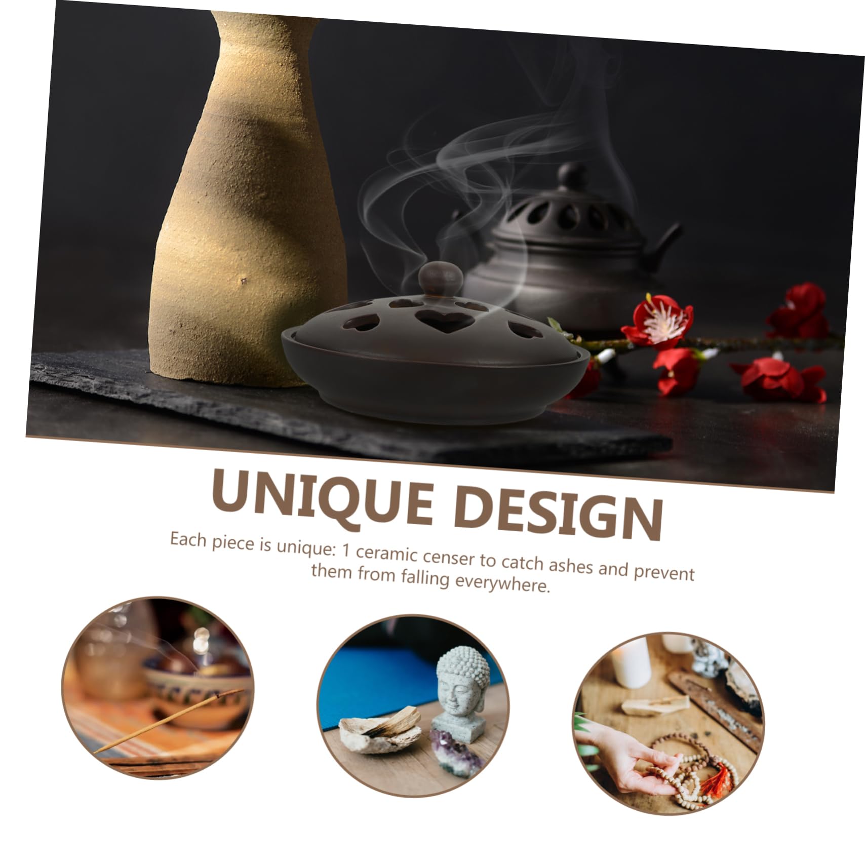 Bruciatore Incenso Ceramico Retrò, Ornamento da Tavolo | Incensiere in Ceramica, per Decorazione Negozio e Casa, Design Antico Bronzo, Uso Interno
