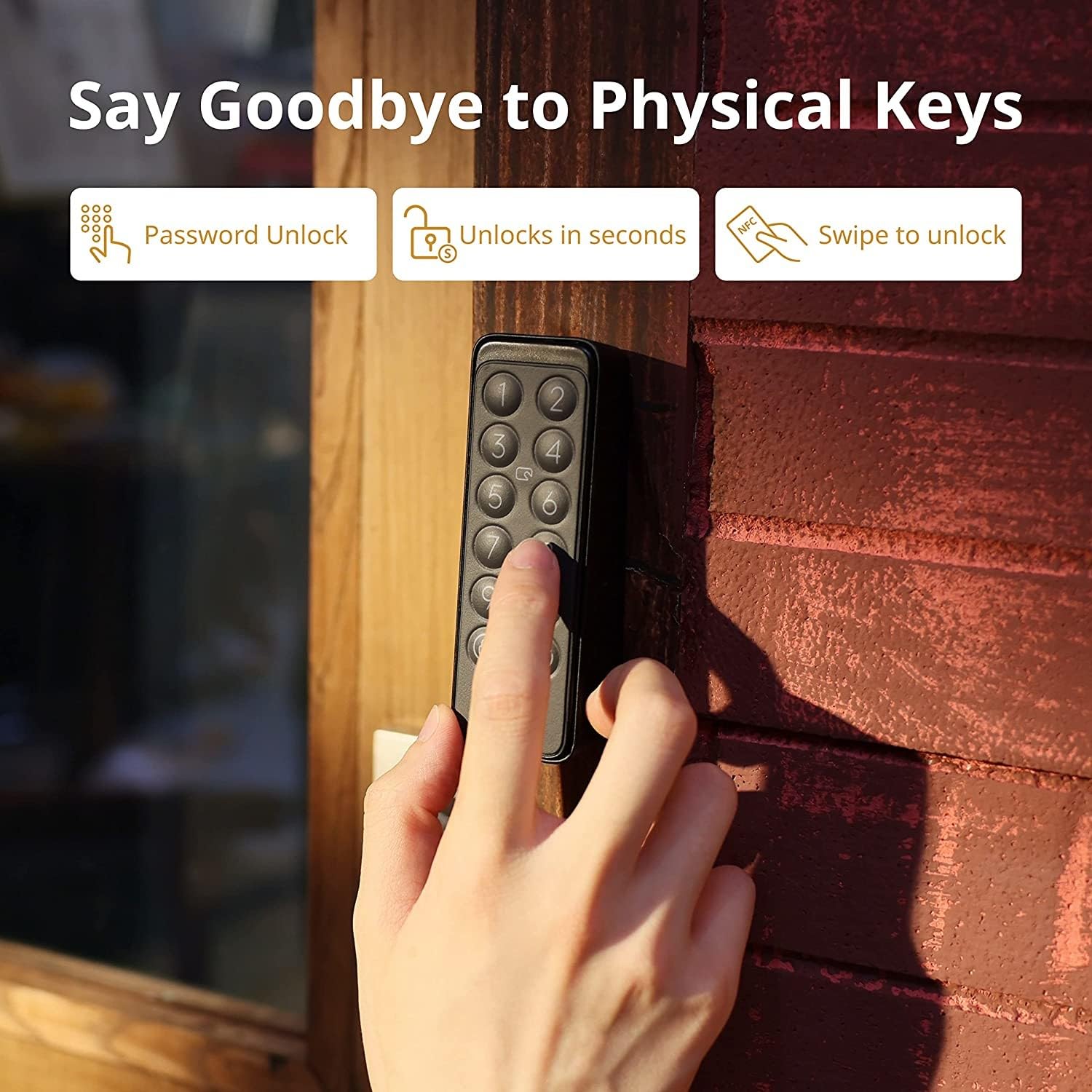 SwitchBot Keypad Touch, inteligentny panel przycisków z czujnikiem linii papilarnych, czytnik kart NFC, klasa ochrony IP65, podświetlany