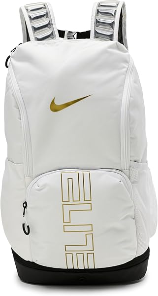 Nike, Unisex, Varsity Elite Backpack (32L), White/Black/Metallic Gold, One Size