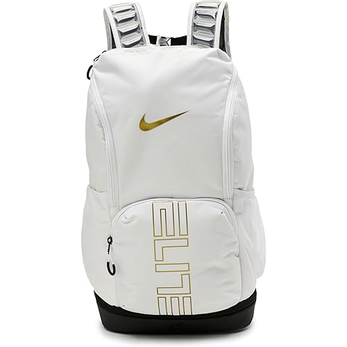 Nike, Unisex, Varsity Elite Backpack (32L), White/Black/Metallic Gold, One Size