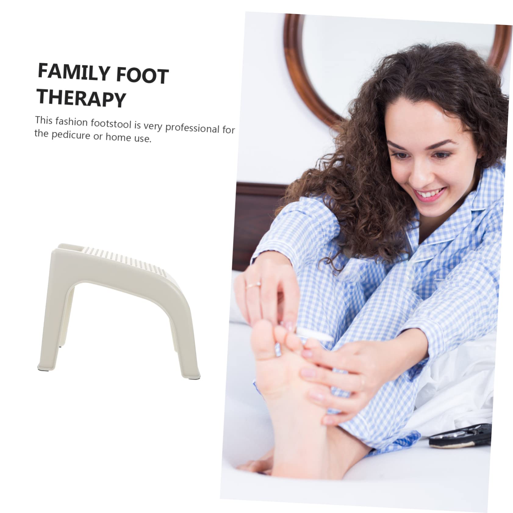Ciieeo Poggiapiedi in Plastica Bianco Antiscivolo per Pedicure Lavorazione Fine e Sollievo Dalla Stanchezza, Sgabello Compatto per Uso Domestico e Saloni di Cura Piedi
