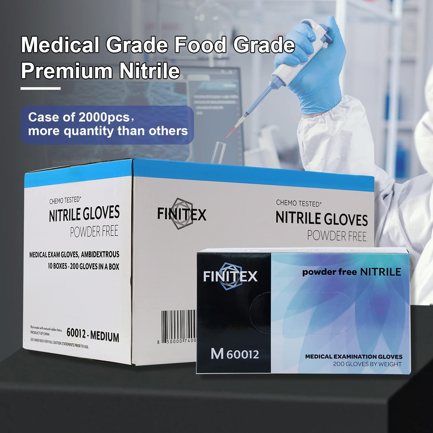 FINITEX Nitrile Disposable Medical Exam Gloves Blue 2000 PCS
