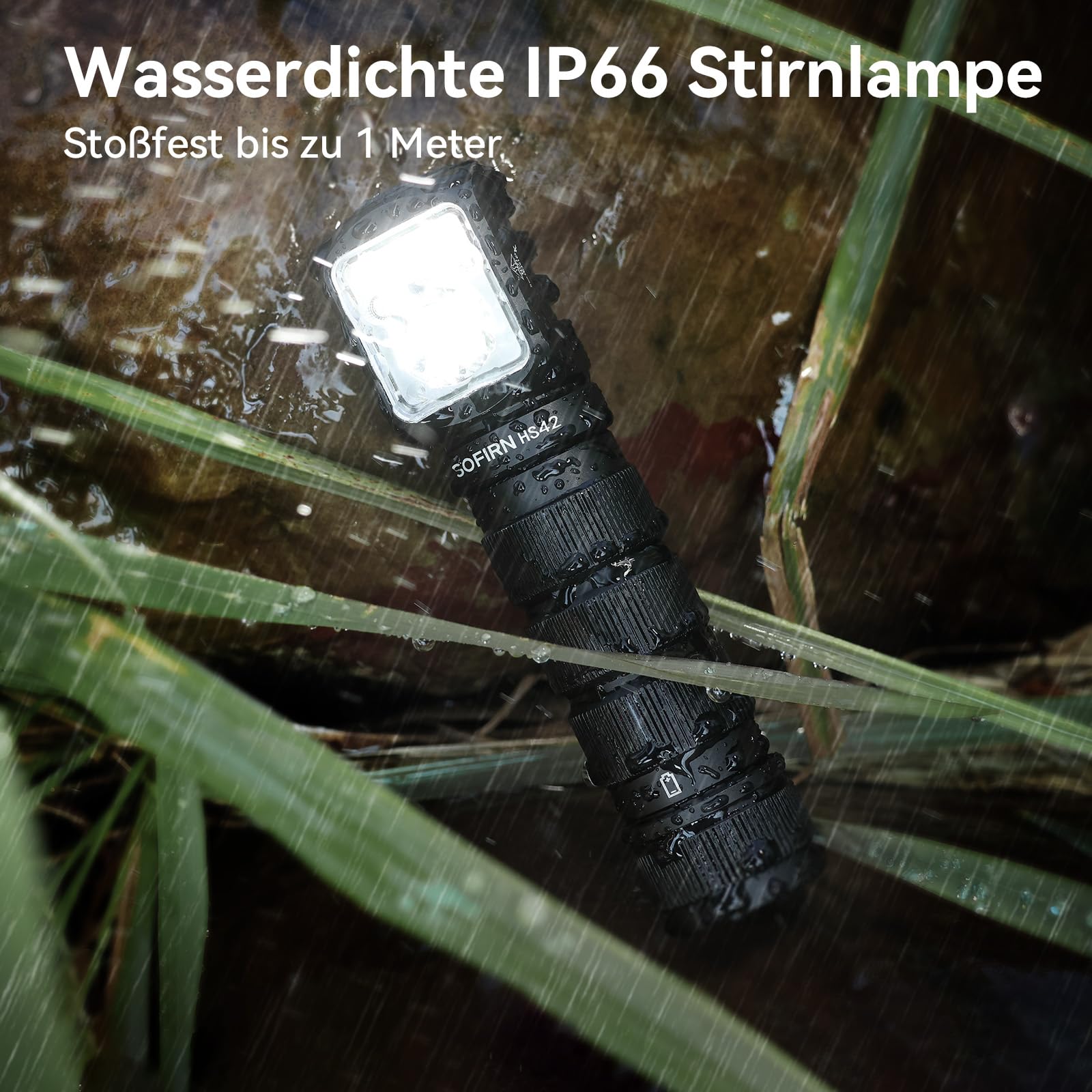 Sofirn HS42 Stirnlampe LED Wiederaufladbar 2100lm, Rot- & Weißlicht, IPX6 | Rotlicht, Weißlicht, Thrower & Flood, IPX6 Wasserdicht, Helmlampe, USB-C, Camping, Wandern