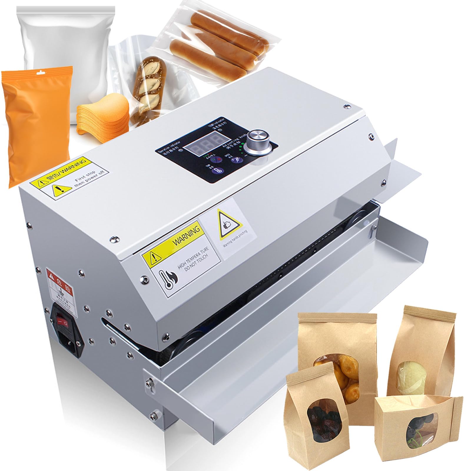 Machine de Scellage de Sacs GLF-100, Machine de Scellage de Bandes de Sacs en Plastique Continue Horizontale Automatique, Outil d'emballage électrique 300W/50hz, 5m/Min