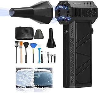 スノーマスター ミニターボブロワー - 130,000 RPM ポータブル除雪ツール、新型ミニターボ除雪機、3速風速&高速除雪、8000mAhバッテリー、車用ハンドヘルド除雪機コードレス
