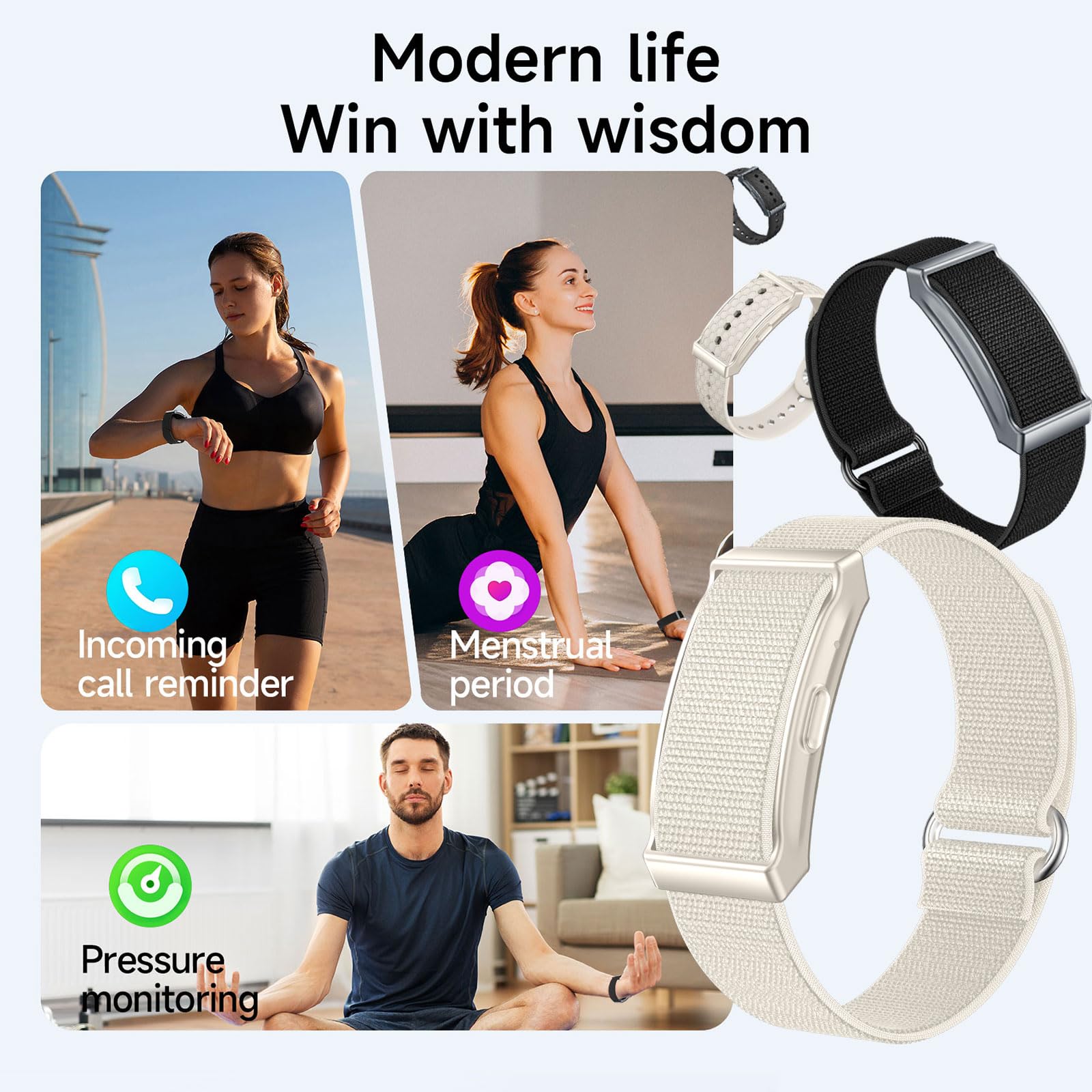 findtime Pulsera de actividad sin pantalla, podómetro, monitor de sueño, monitor de frecuencia cardíaca, calorías, seguimiento de distancia, modos multideporte, IP68, resistente al agua, ligero, 2