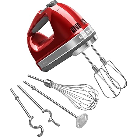 KitchenAid 9-Speed Digital Hand Mixer with Turbo Beater II Accessories and Pro Whisk - Candy Apple Red