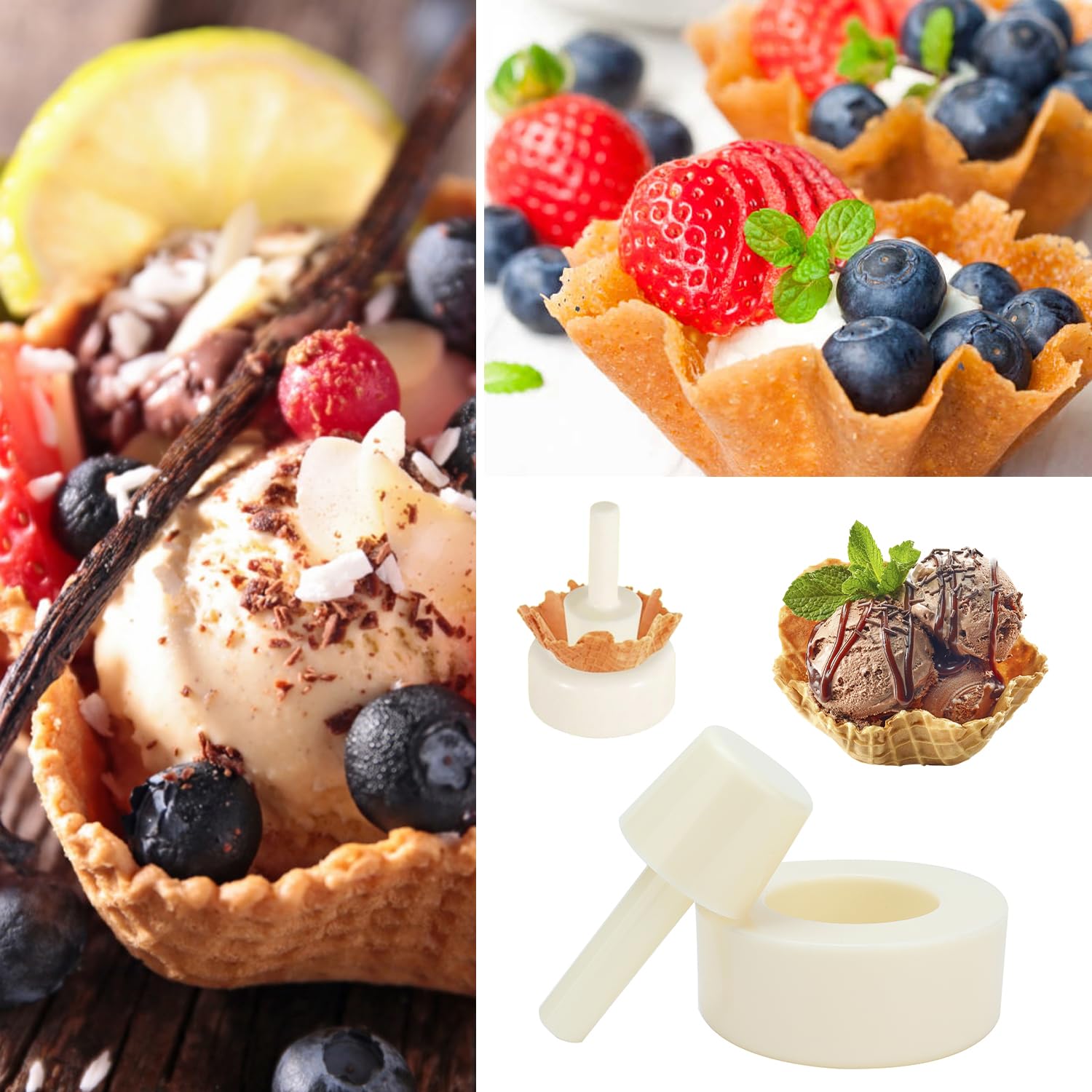 2 Stück Knuspriger Waffelkegelhersteller, Plastik Eismaschine Kegelwalze Formwerkzeug Waffelkegel Shaper Gebäck Eis Waffel für Küche
