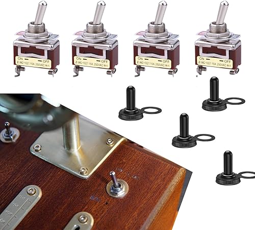 GKmow Interruptor basculante de palanca para automóvil, 1.14 x 2.04 pulgadas, con patas de cobre de auto-reajuste plateado, carcasa ignífuga,