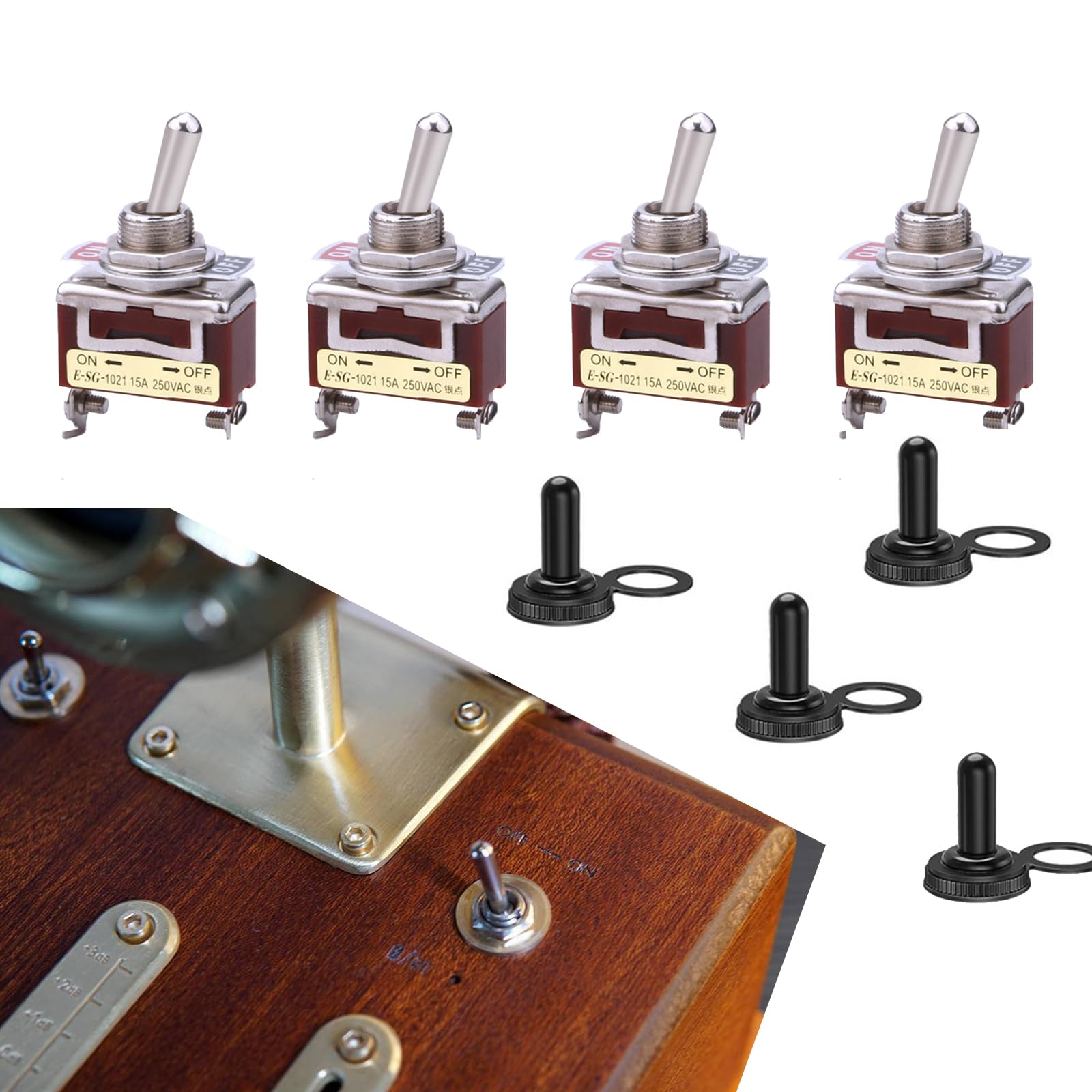 4 PCS Car Toggle Rocker Switch, 1.14" x 2.04" Self-resetting Silver Contact Copper Feet Flame Retardant Housing Toggle Switch, General SPST Waterproof Accessory, for Most Models (Multicolored)