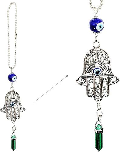 Miniatura 14 de LUCKBOOSTIUM Hamsa - Amuleto de protección con mal de ojo, adorno colgante para automóvil, dije para espejo retrovisor, símbolo de buena suerte de